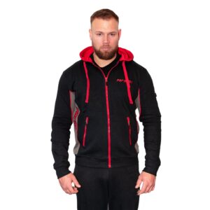 hættetrøje lynlås | sort/rød