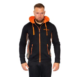 hættetrøje lynlås | sort/orange