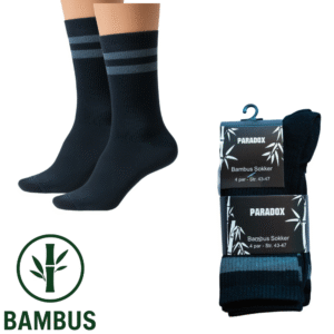 tennissokker bambus | sort m. grå striber (4 par)