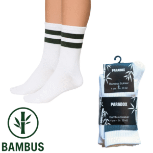 tennissokker bambus | hvid m. sorte striber (4 par) (kopier)
