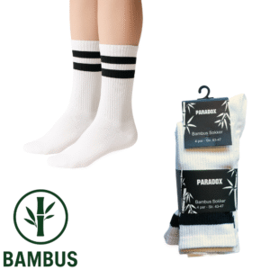 tennissokker bambus | hvid m. sorte striber (4 par)