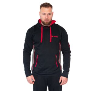 hættetrøje u. lynlås | sort/rød