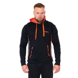 hættetrøje u. lynlås | sort/orange