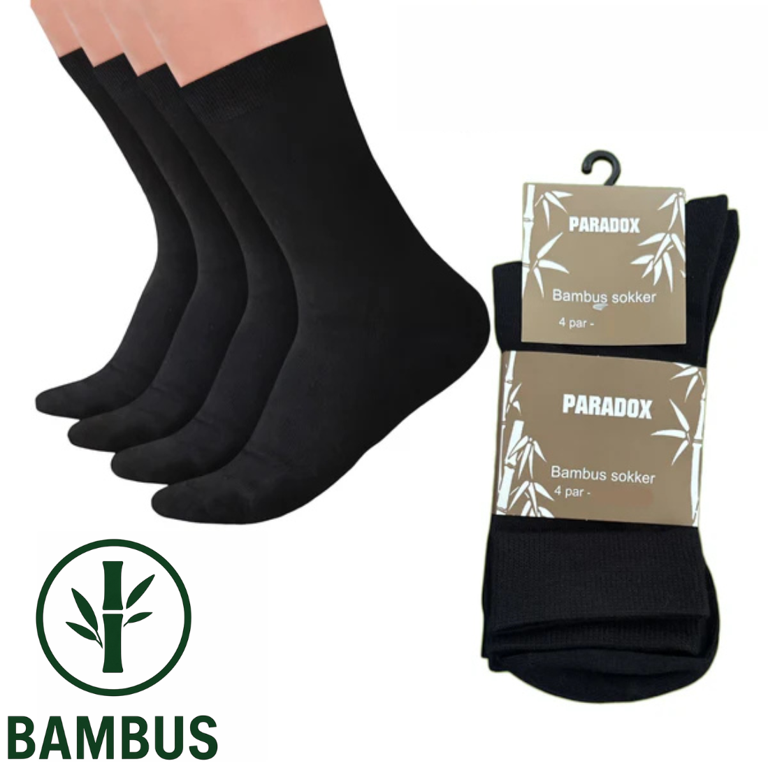 sokker bambus | sort (4 par)